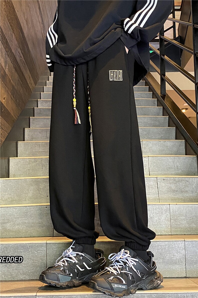 2023秋季新款港风卫裤潮印花宽松休闲裤B315-K23458-p45控58,男装休闲裤,电商B315