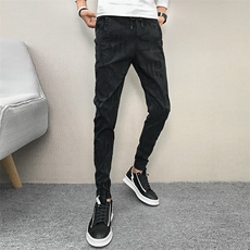 C301-K06#新款社会精神小伙树皮纹修身小脚哈伦裤休闲裤P55，男装休闲裤，电商C301