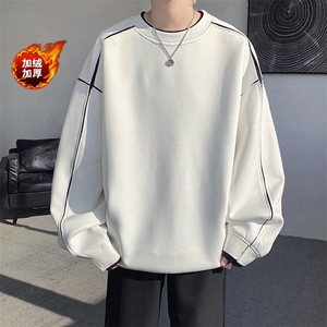 6883加绒款菠萝格拼接圆领休闲潮男生长袖卫衣YY6883-P50加绒P60图片