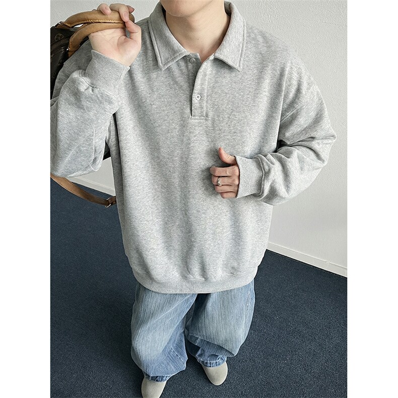 抖音得物高品质二开26春装美式高街结构设计POLO翻领卫衣外套W77，男装Polo衫，电商A486