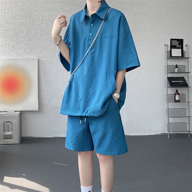 8XL-M日系工装短袖衬衫男夏季POLO衫t恤休闲运动套装TZ38004特P55,男装Polo衫,电商B312