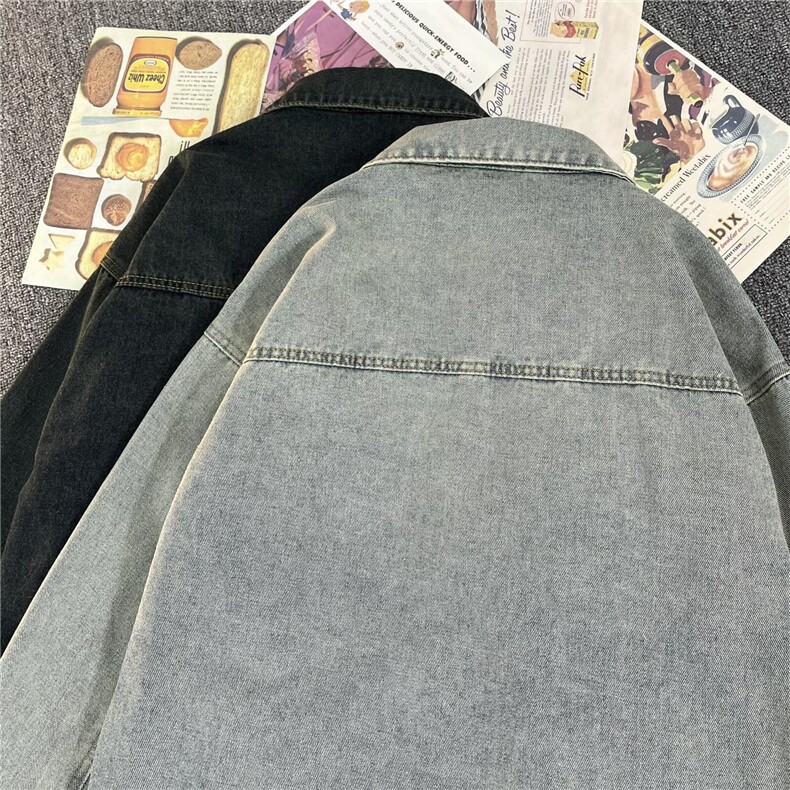 长袖春秋常规款新款潮潮流青少年牛仔外套翻领夹克外穿标准时尚,男装工装外套,星座506B