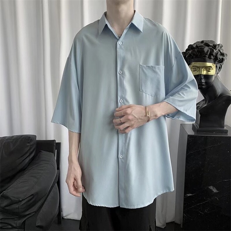 五分袖衬衫春款男港风潮流C00006P32,男装衬衫,星座1116-2