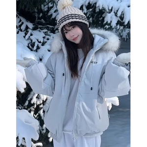 绒毛领连帽夹克冲锋衣女秋冬派克服宽松减龄外套棉服 MA506图片