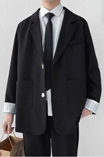 小西装男春秋季痞帅学院风dk制服宽松休闲单西服外套男213110-P80，男装西服，星座505-3