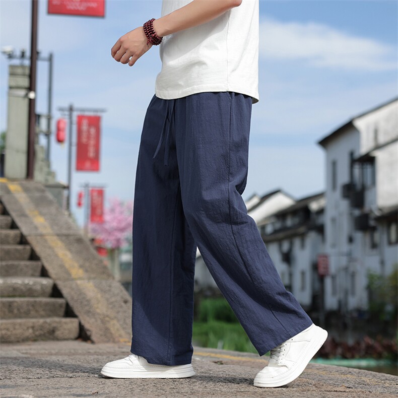 风亚麻透气休闲裤男士2025夏季新款休闲百搭直筒裤,男装休闲裤,电商A008