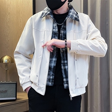 加棉加厚假二件夹克时尚店主小伙风冬季外套男JK2589加棉P90控148，男装夹克，星座301B-1