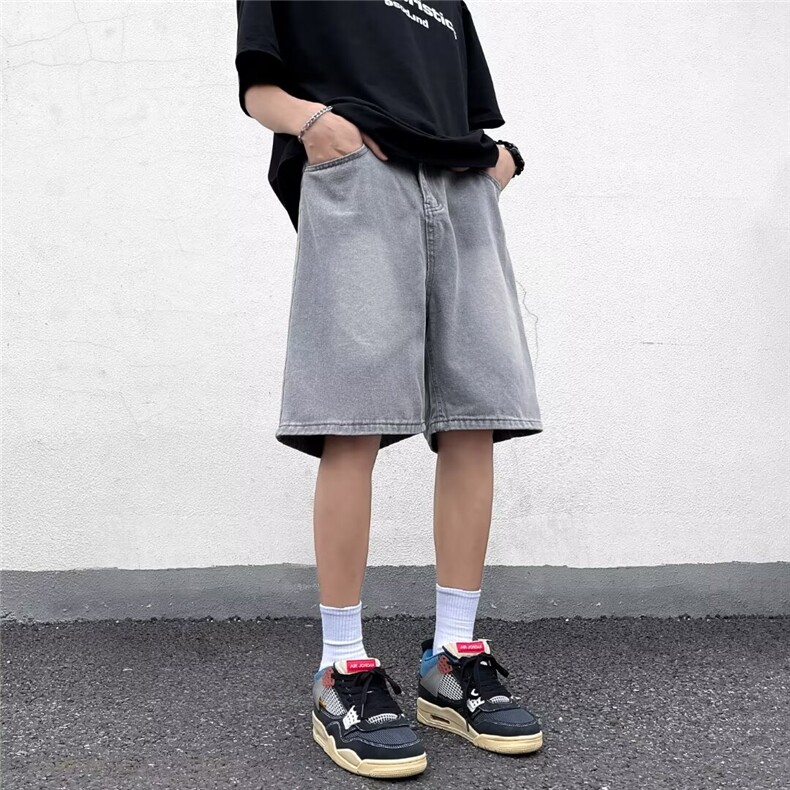 凉感牛仔短裤男士夏季薄款宽松直筒休闲潮牌青少年冰丝五分裤男款,男装牛仔裤,星座1013