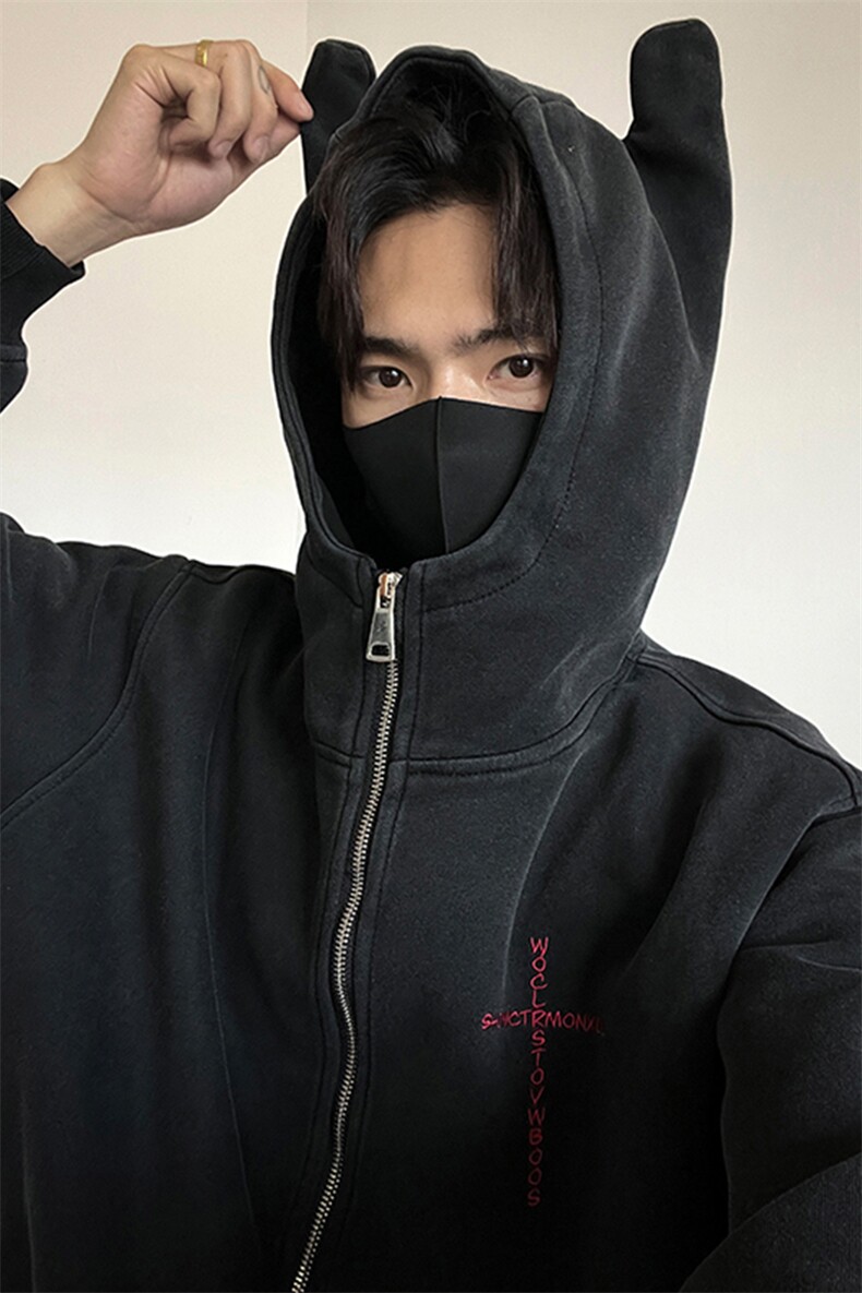 重磅水洗做旧连帽小恶魔卫衣男女cp197-特p80,男装卫衣,电商B371