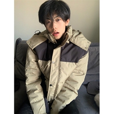 A299-P108冬季撞色拼接连帽棉服上衣男女同款外套棉衣，男装棉衣，星座911