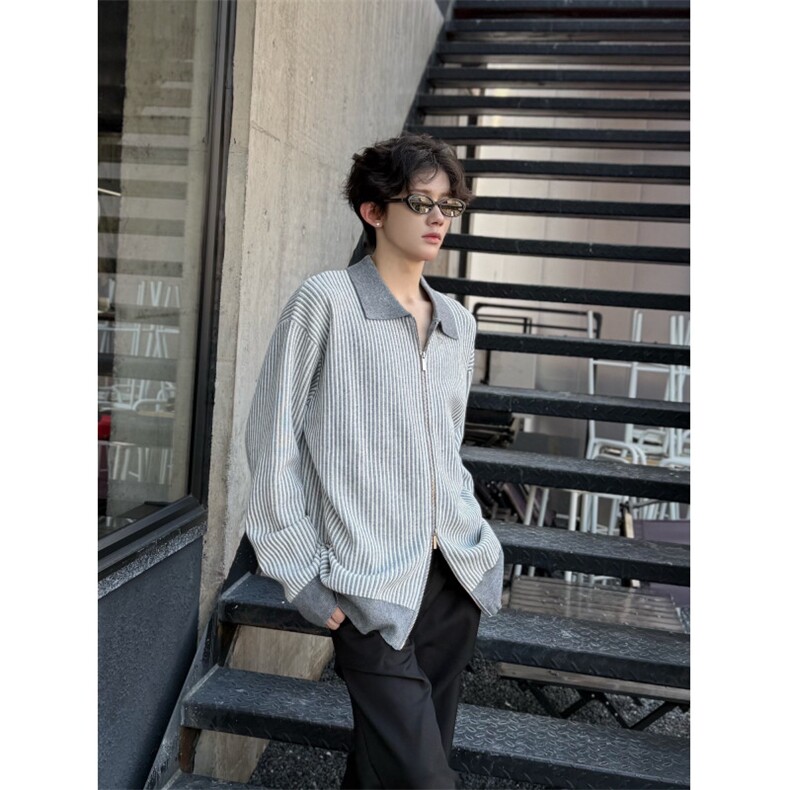 C316MY2555P78秋冬新款拼接拉链半高领可翻开衫毛衣针织衫,男装针织衫/毛衣,电商C316