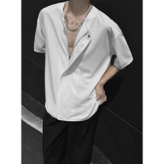 文艺风时尚街头情侣款上衣个性小众款拉链开衫T恤HY537TP38控59，男装T恤，电商A102B
