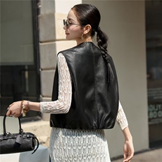 【春季女装新款】大量现货时尚百搭短款皮衣马甲外套，女装皮衣，缘衣格