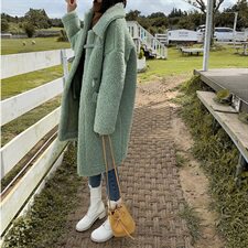 2021秋冬新款颗粒绒羊羔毛皮毛一体中长外套女，女装棉衣/棉服，潮品会