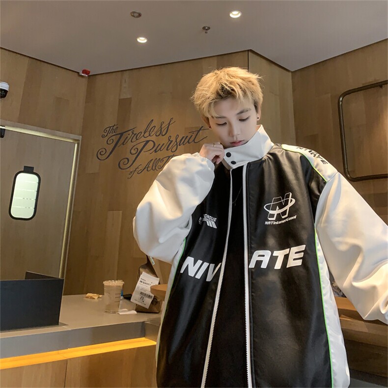24主推美式复古拼接pu机车服情侣加厚皮衣夹克棉衣外套M6638-P128,男装夹克,星座307A