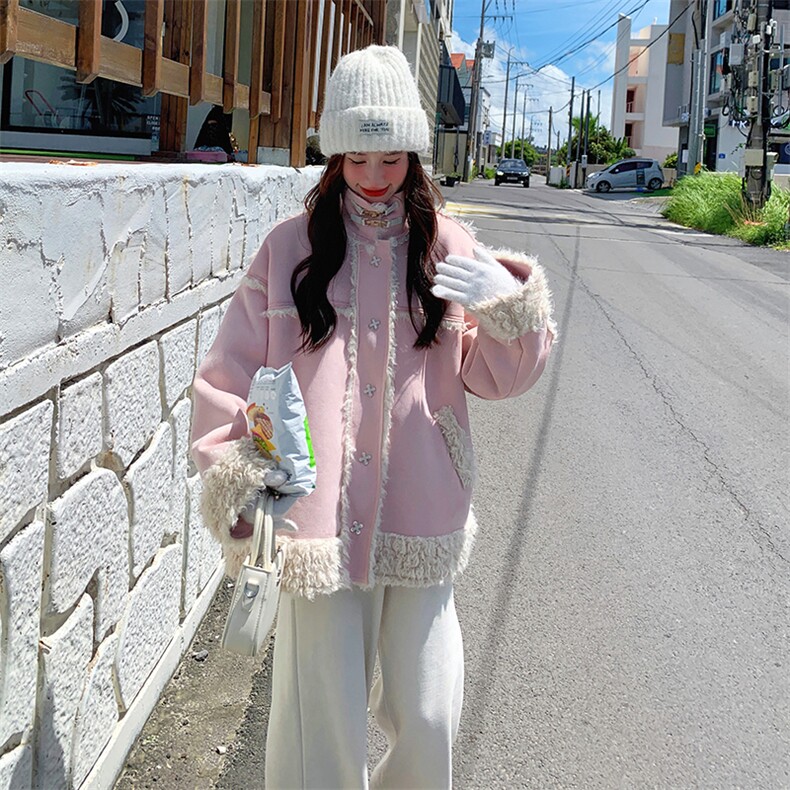 2024年冬季新款皮毛一体羊羔毛外套女0139,女装羊羔毛/颗粒绒,浙宝069