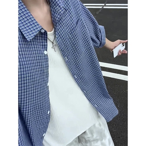 美式复古蓝色连帽/翻领衬衫男衬衣外套上衣DC2243/DC2244-特价P35