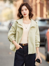 小个子短外套女2026年春季女士短款夹克休闲风连帽女，女装短外套，悦祺