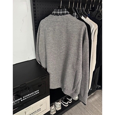 网图-假两件格子衬衫领毛衣男女秋冬针织开衫外套9158-P78，男装针织衫/毛衣，电商B380（原B361）