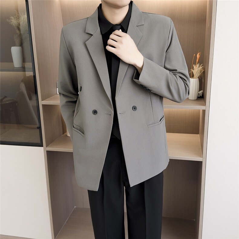 春季男士网红双排扣西装外套高级感修身西服伴郎婚礼服时尚上衣,男装西服套装,星座410-6（原星座1304-1）