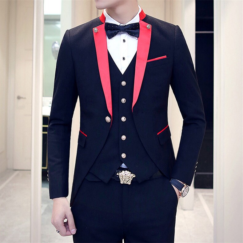 司仪主持燕尾服中长款西服套装男三件套小西装A470-TZ55,男装西服套装,电商A207