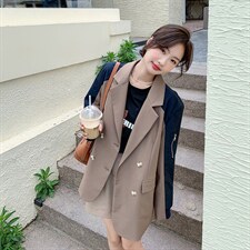 【新款现货】2022秋背部亮点设计款假两件西服251-602-P155-K218，女装西装，浙宝189