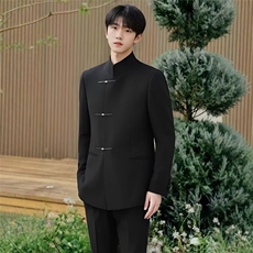 1506/QW350/P61潮牌黑色新中式西装风中山装立领西服外套，男装西服套装，星座1506