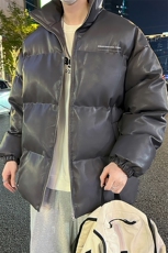 新款立领pu皮印花棉衣男秋冬季加厚面包服外套保暖棉服MY609-P115，男装棉衣，星座505-3
