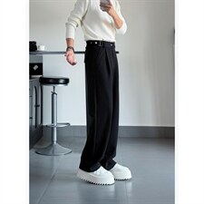 2026春季新款黑色直筒西裤垂感高级感痞帅裤子男款宽松直筒休闲裤，男装西裤，星座410-6（原星座1304-1）