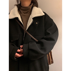 冬季呢料加厚ins港风羊羔毛外套男宽松棉衣棉服棉袄A071-066-P125，男装棉衣，电商A071