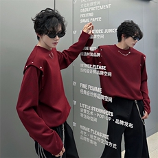 袖子可拆卸两穿卫衣T恤秋冬打底设计高街痞帅潮男打底衫长袖P58，男装T恤，电商B319