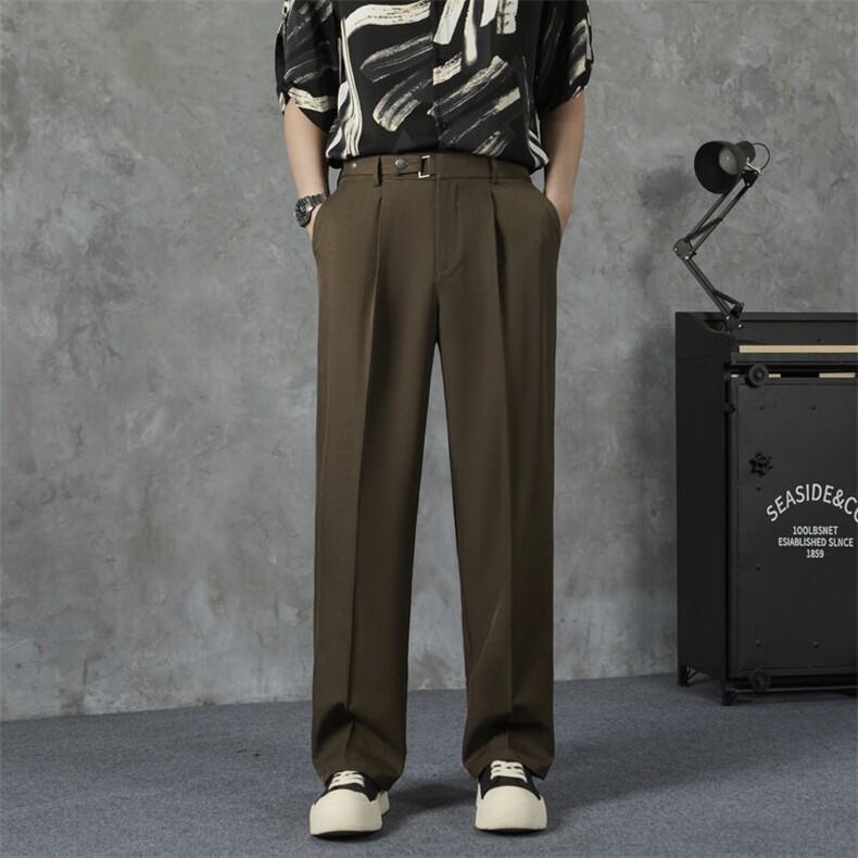 百搭直筒宽松阔腿休闲裤男生垂坠感裤子长款西装裤潮9120P45，男装西服套装，星座410-2