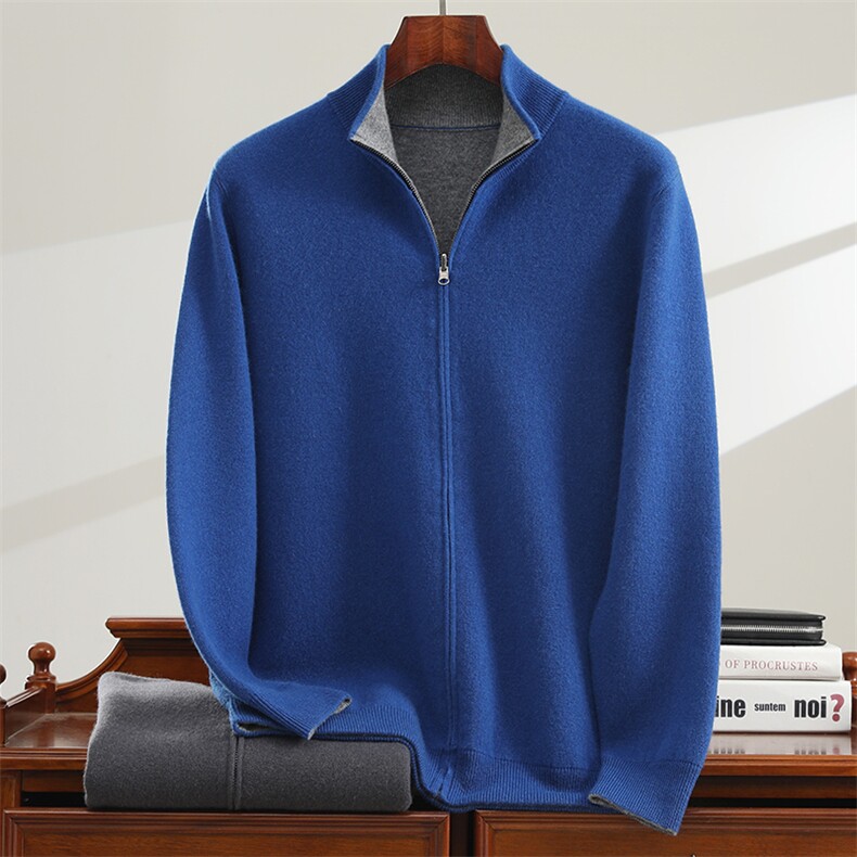 双色开衫双面空气层四平针外套立领2024年秋季羊绒衫，男装羊绒开衫，恒标羊绒