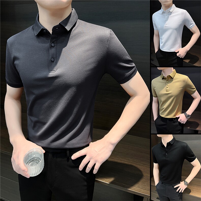 纯色 男士 Polo  半扣子 修身 商务帅气 短袖 现货 t032-p50图片