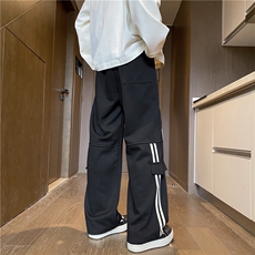 2025春季新款潮流条纹拼接宽松休闲卫裤B315-K25609-特p40控78，男装休闲裤，电商B315