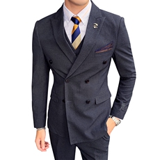 秋冬新款男士刺绣英伦西服套装双排扣西装三件套A470-TZ18，男装西服套装，电商A207