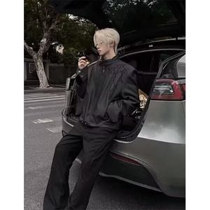 披荆斩棘棒球服夹克男春秋款白色短款立领外套男硬汉穿搭 JW1039图片