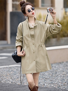 现货2025秋装新款中长款收腰女士显瘦风衣外套图片