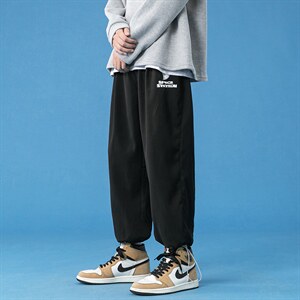 蓝底2024秋冬款个性后开叉宽松束脚运动休闲潮牌裤子2111-P45控69图片