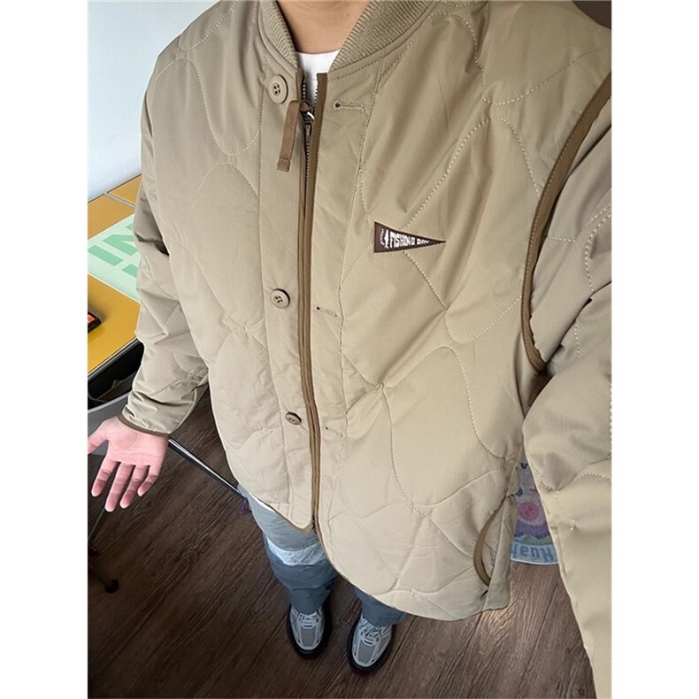 菱形格夹棉棒球服外套秋冬男款保暖棉衣美式潮牌痞帅棉服夹克,男装夹克,星座506A