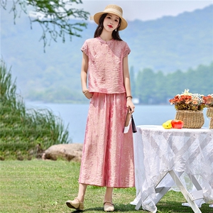 2026年夏季新中式套装提花面料图片