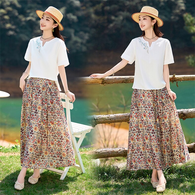 气质高腰碎花半身裙女夏季2026新款今年流行遮胯a字半身长裙，女装半身裙，倪叶myz