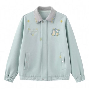 刺绣雏菊美式复古鹿皮绒棒球服男女外套秋新翻领夹克潮HH615 P74图片