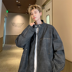 港风新款男PU皮夹克潮夹克百搭嘻哈外套Y06-P90，男装夹克，电商A132（原电商B245）