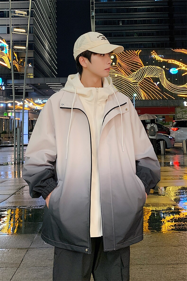 秋季新款二开宽松夹克男撞色假两件冲锋衣外套A157B-JK7833-特P75,男装夹克,电商A157B