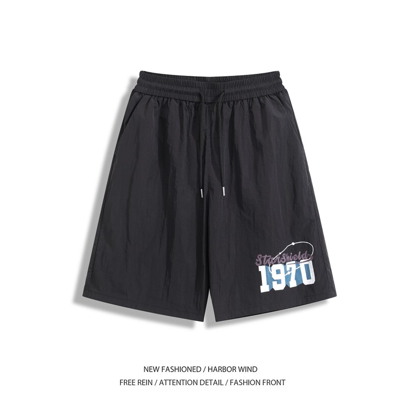 抖音品质夏季新款美式印花冰丝宽松五分裤B315-K25546-特p20控39,男装休闲裤,电商B315