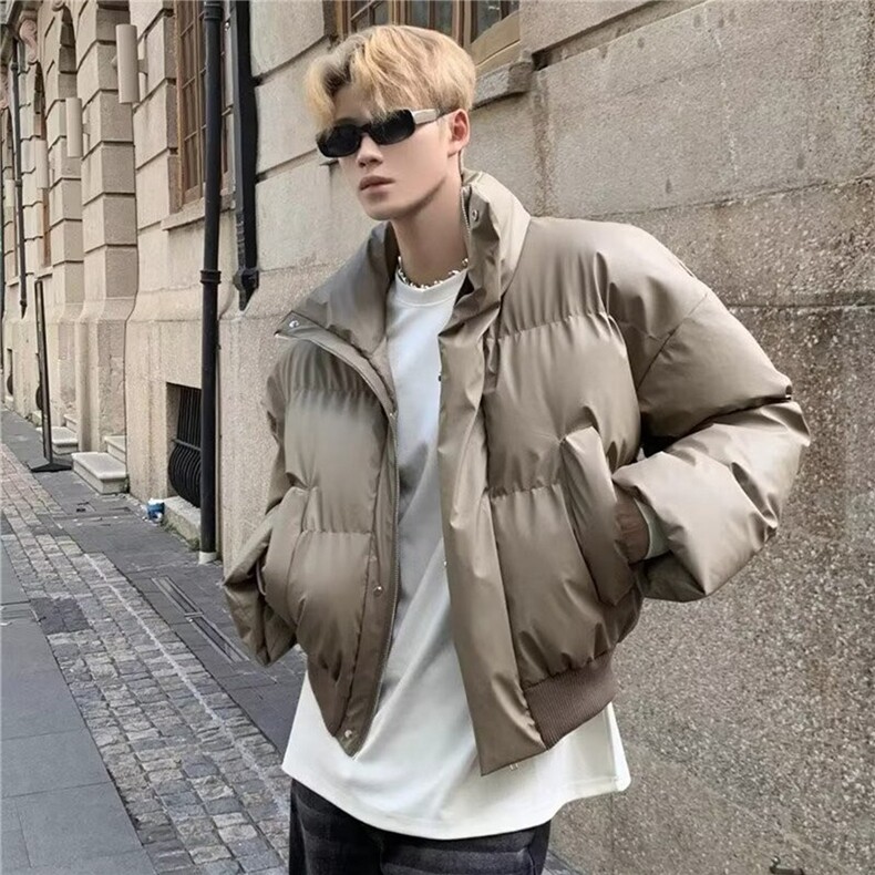 美式高街pu皮短款棉服男冬季潮牌韩系穿搭面包服高街vibe棉衣外套，男装皮衣，星座506A