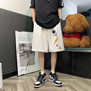 HD74165-P22 华夫格短裤男大码宽松五分裤男直筒中裤图片