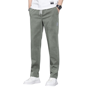 青少年牛仔裤男士休闲长裤子春夏薄款修身直筒工装运动束脚九分裤图片