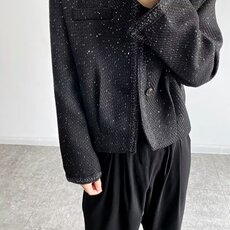 春秋轻奢高级感小香风外套男士韩版潮流时髦亮丝呢子西服痞帅气质，男装西服，星座516A